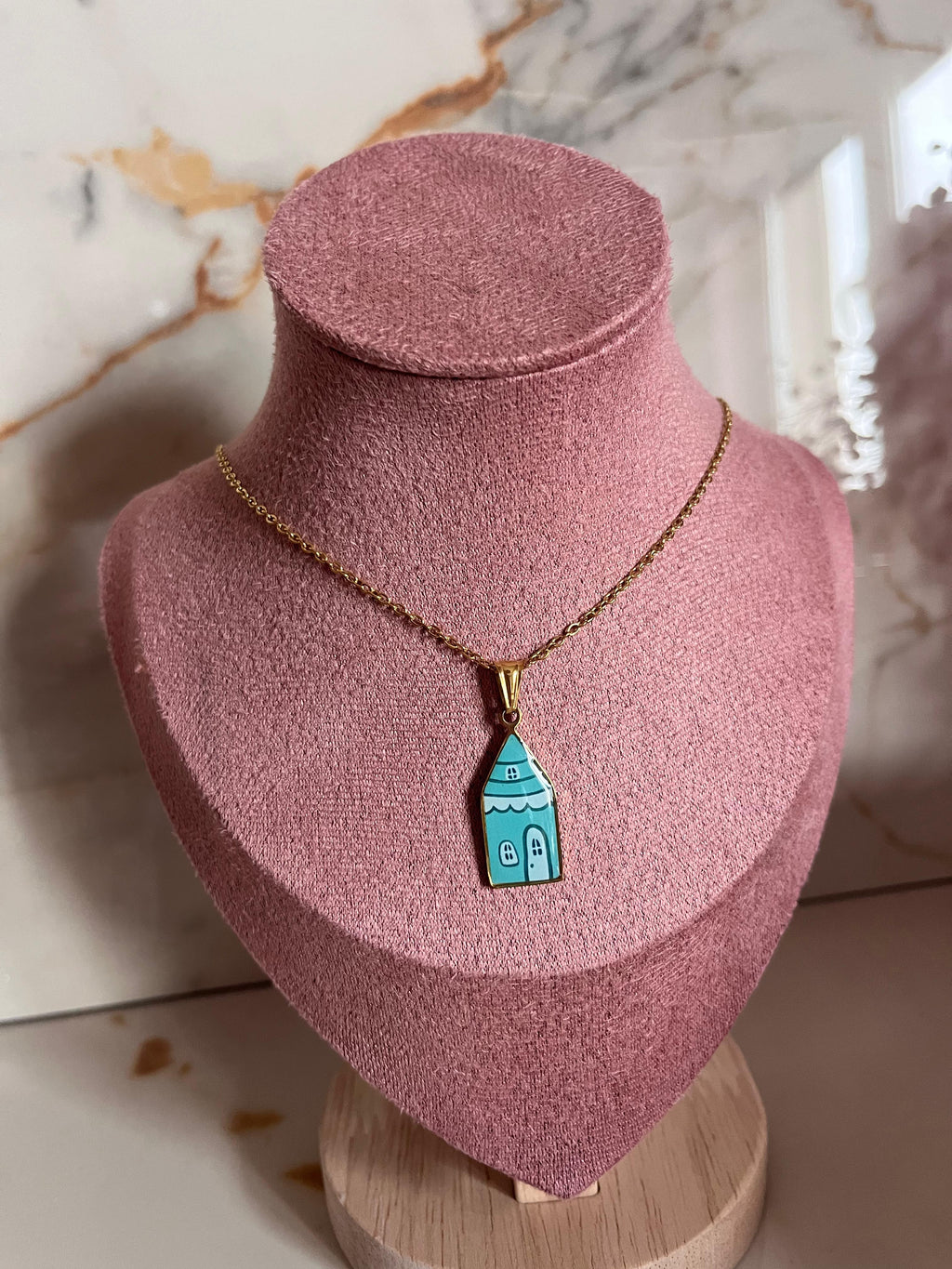 Collana Targhetta Casetta Azzurra