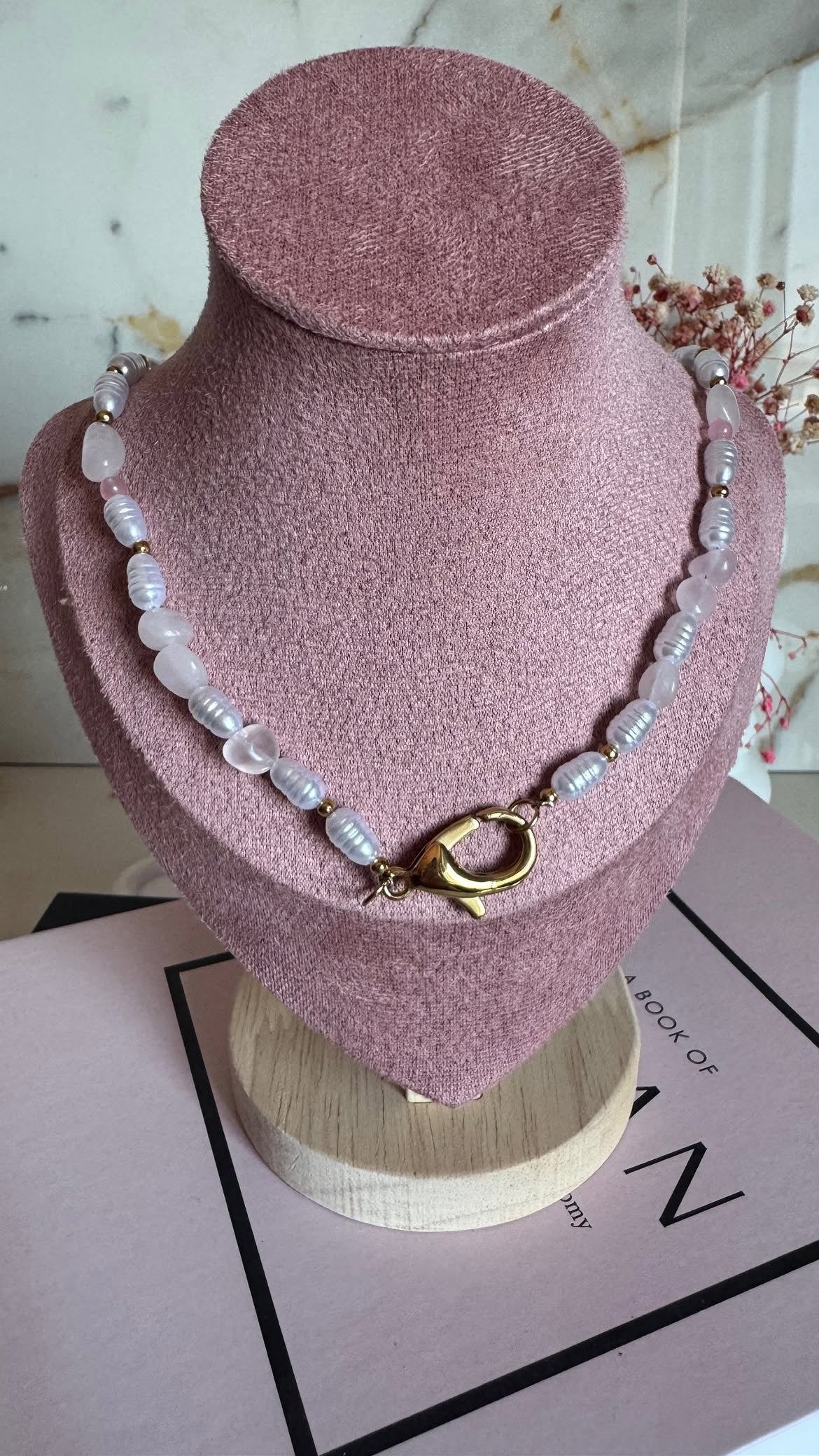 Collana Moschettone Perle Rosa