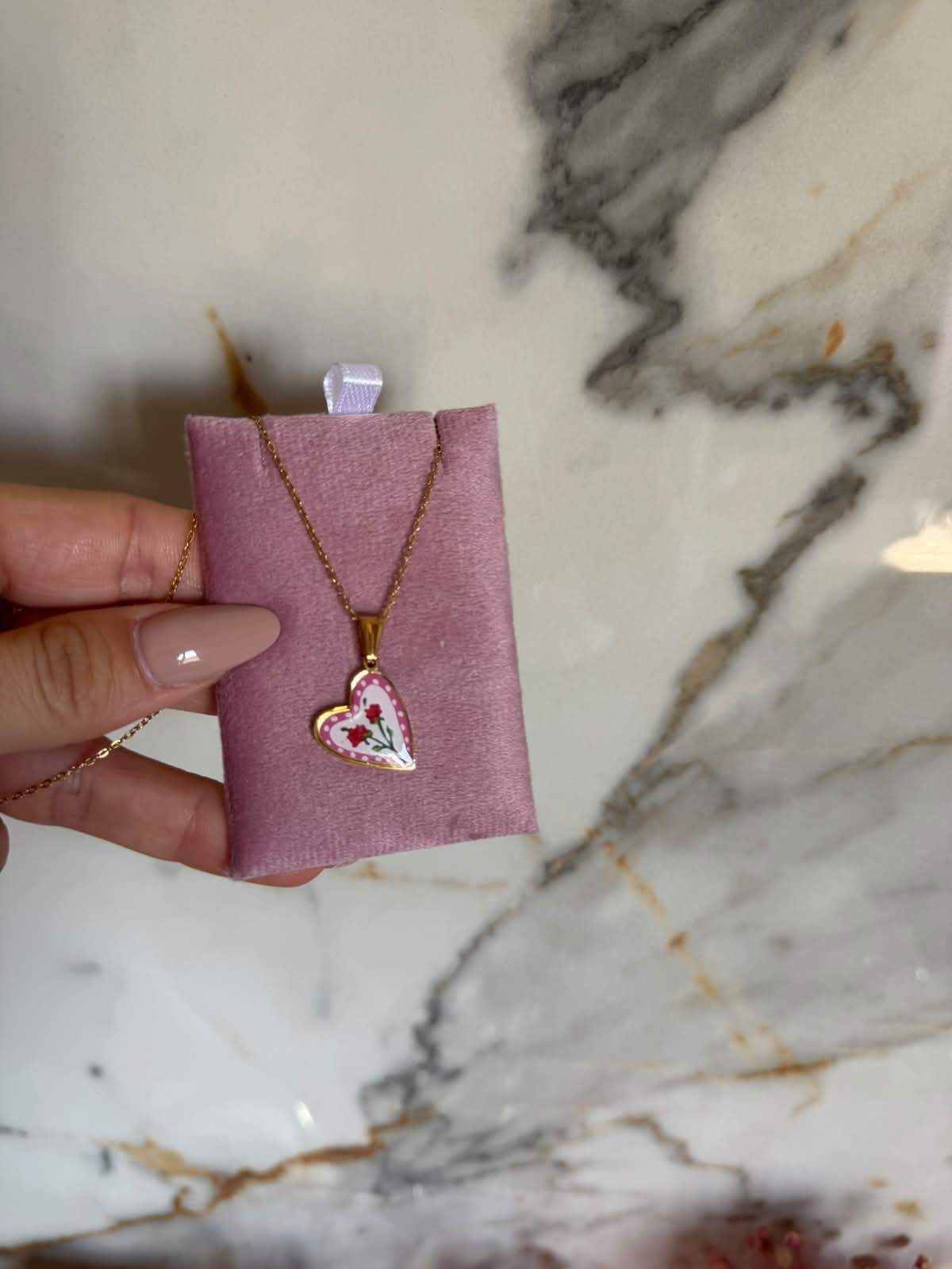 Collana Targhetta Cuore&Rose